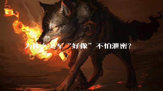 为什么美军“好像”不怕泄密？